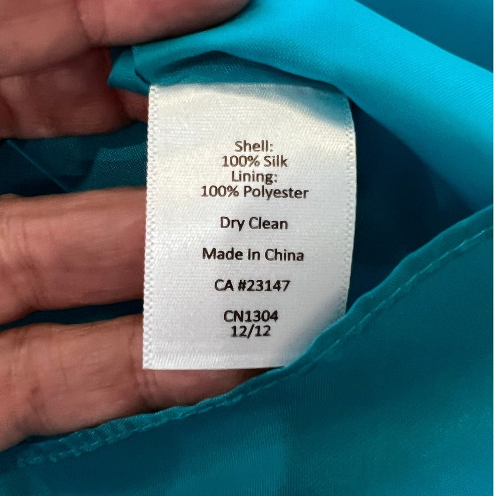 Talbots 100% Silk Sleeveless Fit Flare Dress Peacock Blue Sash NWT Size 18 - Picture 7 of 8